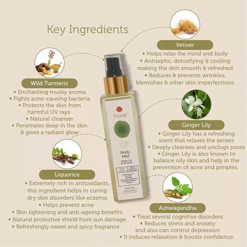 Tvam Body Mist Ginger Lily & Turmeric (200ml)