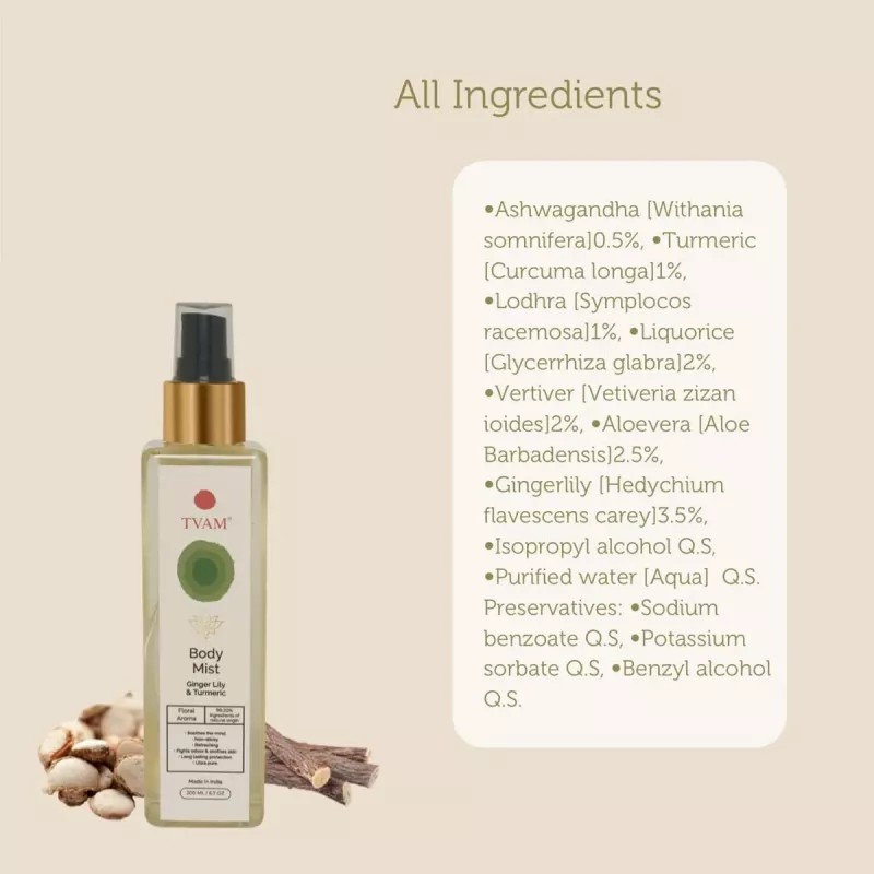 Tvam Body Mist Ginger Lily & Turmeric (200ml)
