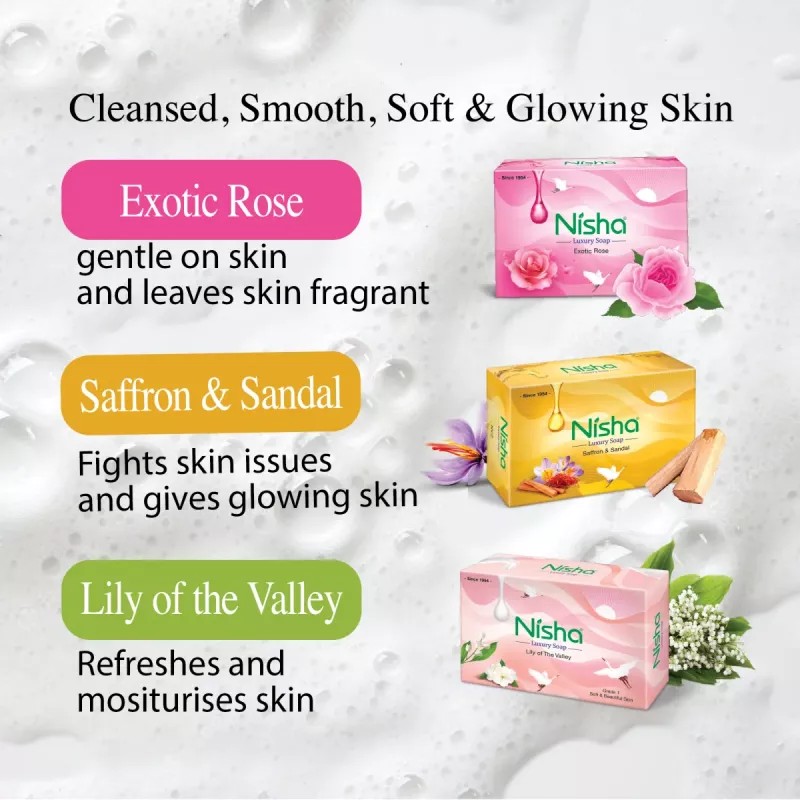 Nisha Luxury Soap Lily of The Valley (100g, Pack of 10)
