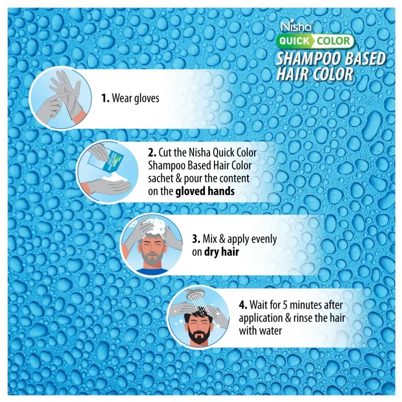 Nisha 5 Minutes Quick Hair Color Shampoo Dark Brown (60ml, Pack of 3)