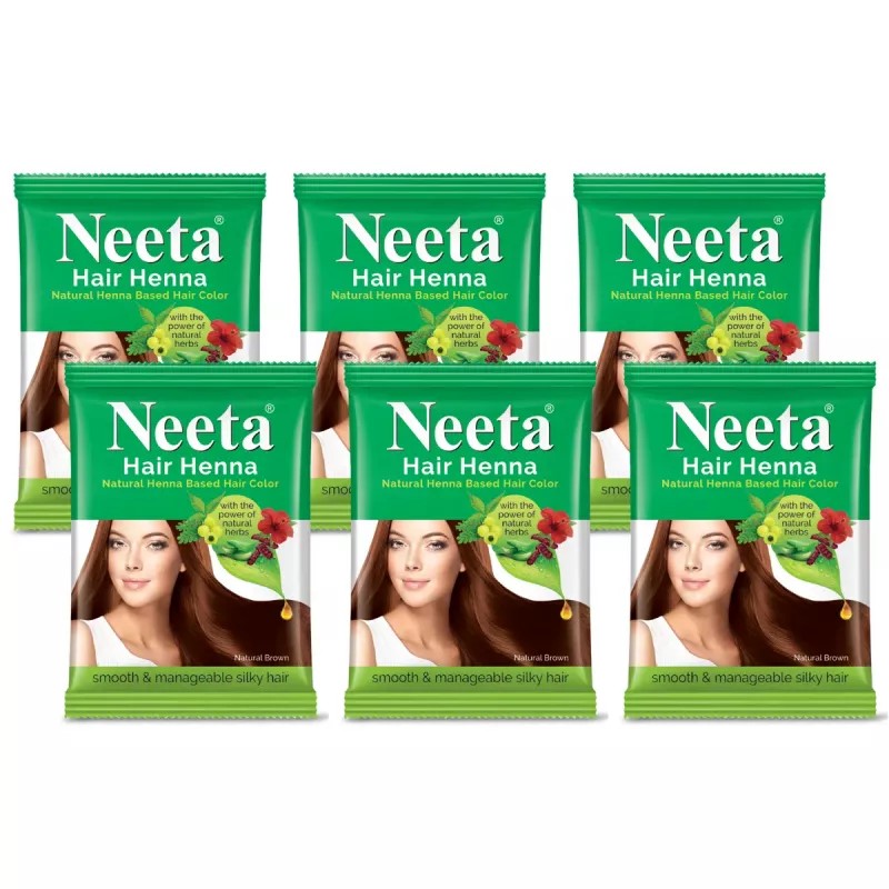 Neeta Hair Henna Mehndi Powder Natural Brown (50g, Pack of 6)