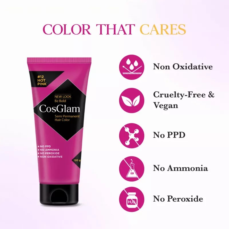 Cosglam Semi Permanent Hair Color (12 Hot Pink) (120g)