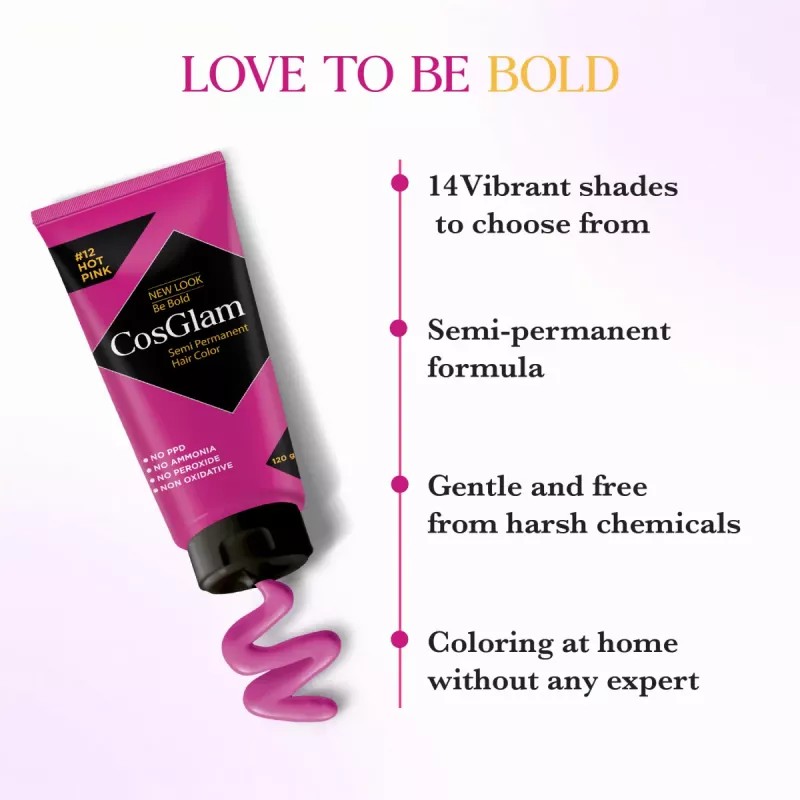 Cosglam Semi Permanent Hair Color (12 Hot Pink) (120g)