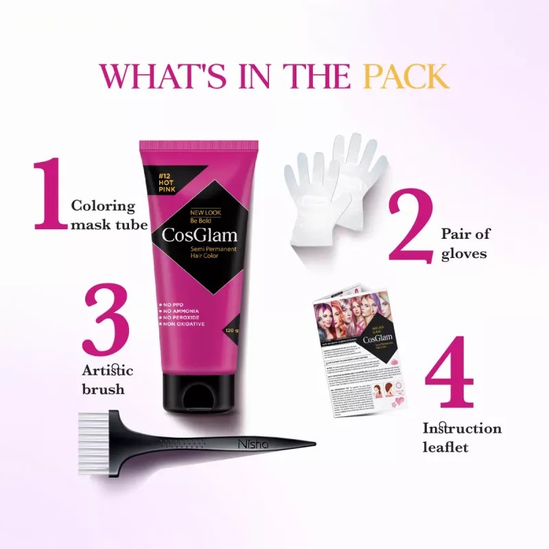 Cosglam Semi Permanent Hair Color (12 Hot Pink) (120g)