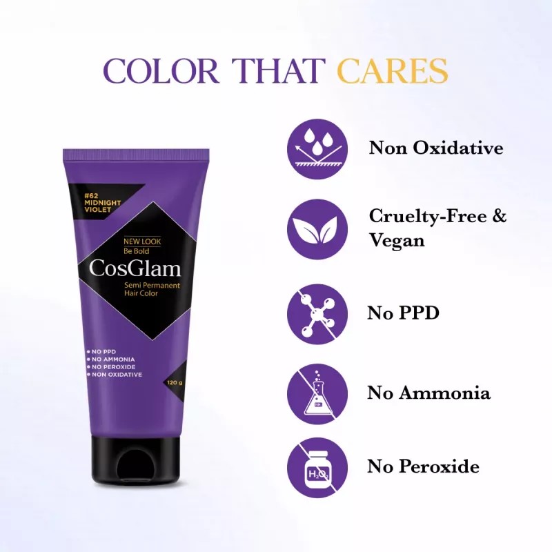 Cosglam Semi Permanent Hair Color (62 Midnight Violet) (120g)
