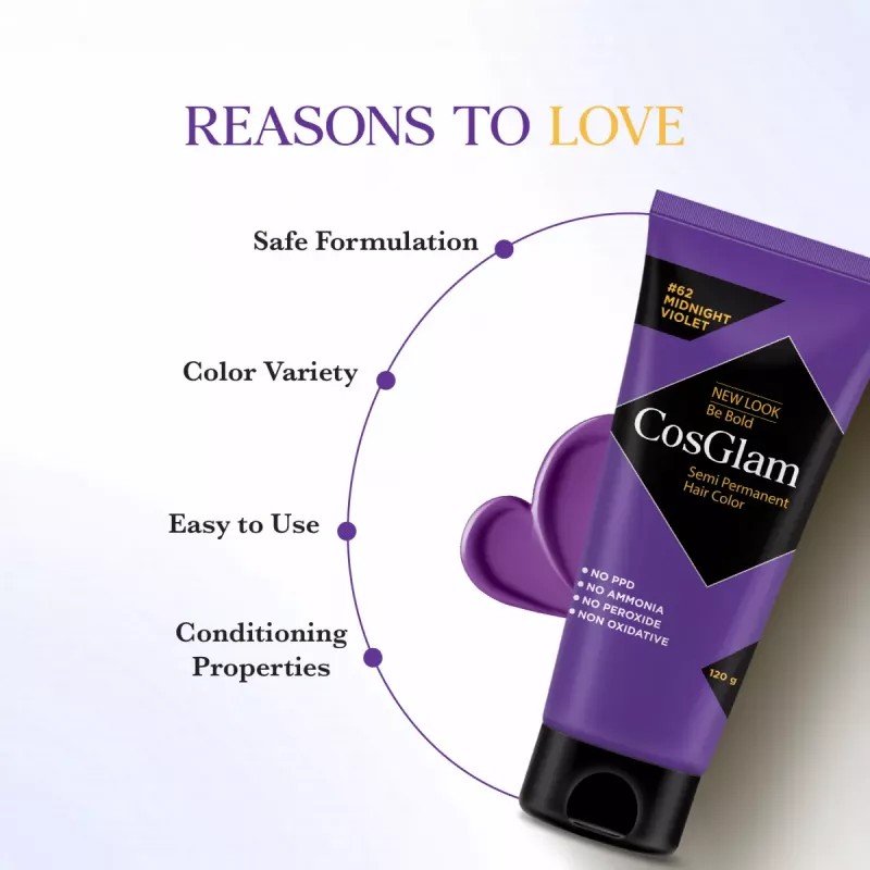 Cosglam Semi Permanent Hair Color (62 Midnight Violet) (120g)