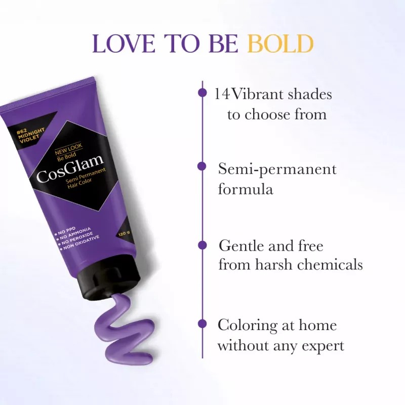 Cosglam Semi Permanent Hair Color (62 Midnight Violet) (120g)