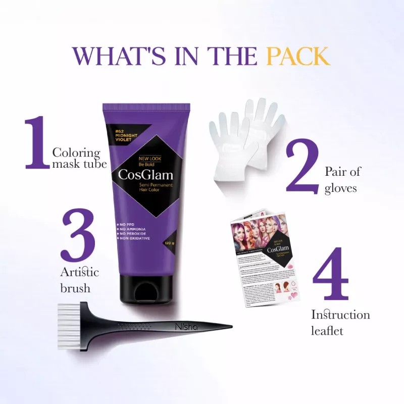 Cosglam Semi Permanent Hair Color (62 Midnight Violet) (120g)