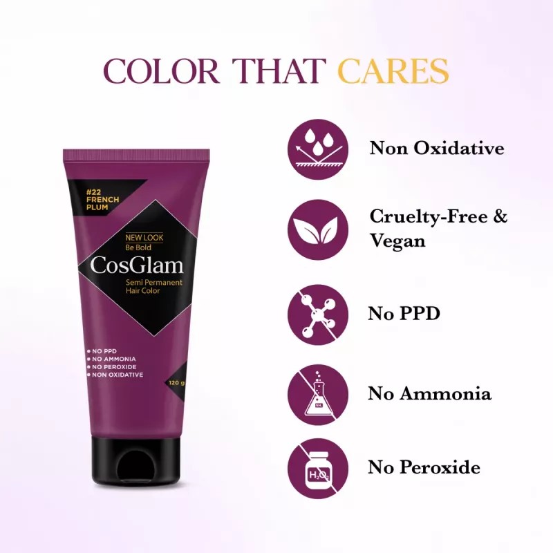 Cosglam Semi Permanent Hair Color (22 French Plum) (120g)