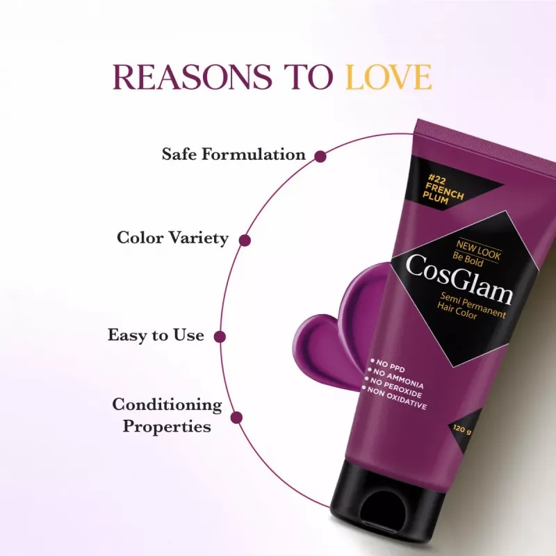 Cosglam Semi Permanent Hair Color (22 French Plum) (120g)