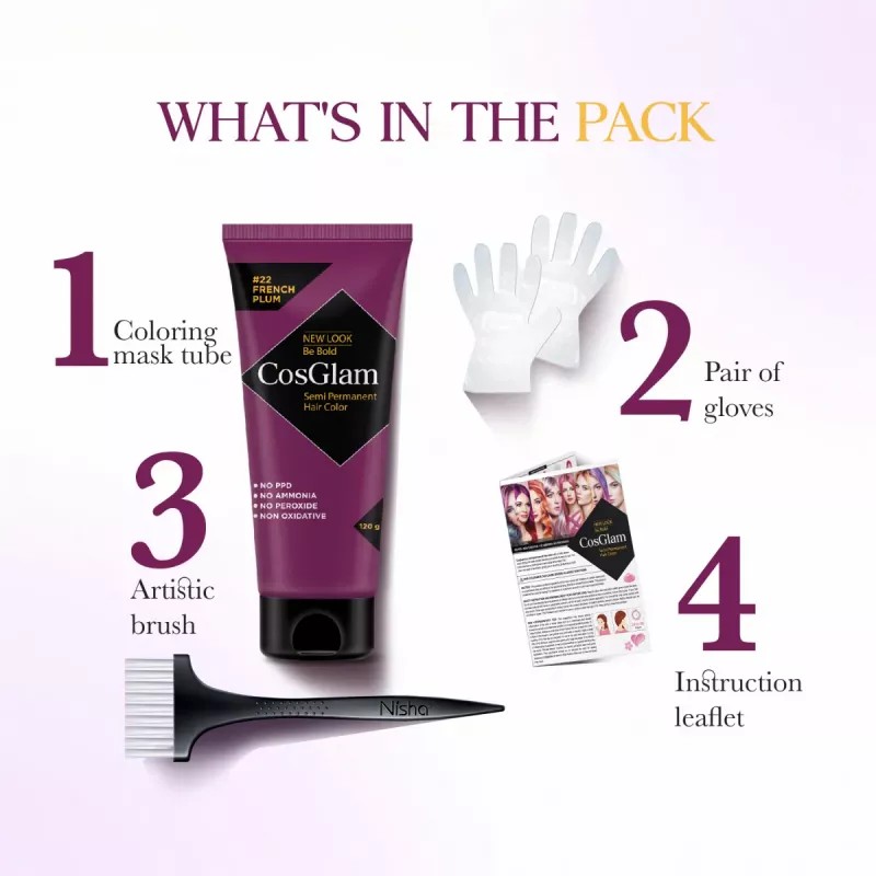 Cosglam Semi Permanent Hair Color (22 French Plum) (120g)