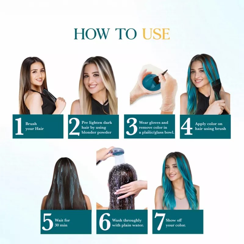 Cosglam Semi Permanent Hair Color (52 Peacock Blue) (120g)