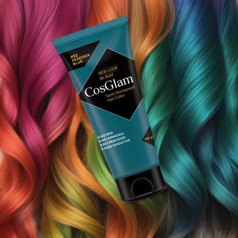 Cosglam Semi Permanent Hair Color (52 Peacock Blue) (120g)
