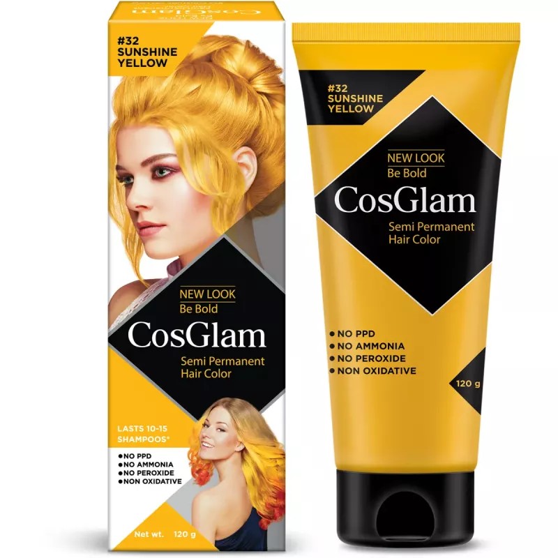 Cosglam Semi Permanent Hair Color (32 Sushine Yellow) (120g)