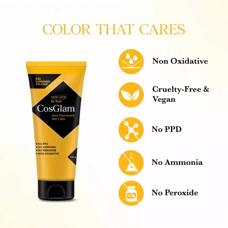 Cosglam Semi Permanent Hair Color (32 Sushine Yellow) (120g)