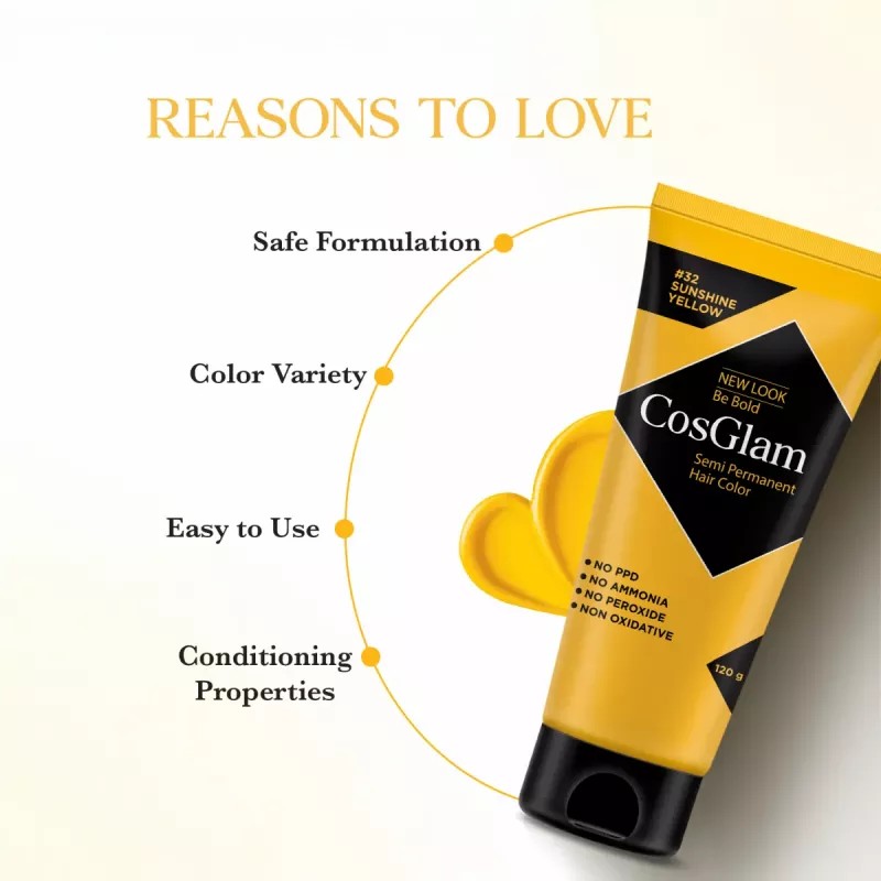 Cosglam Semi Permanent Hair Color (32 Sushine Yellow) (120g)