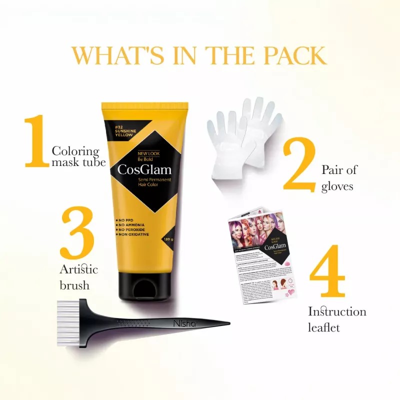 Cosglam Semi Permanent Hair Color (32 Sushine Yellow) (120g)