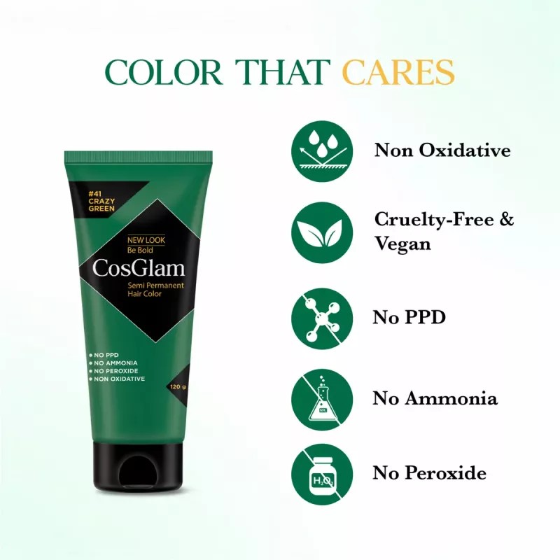 Cosglam Semi Permanent Hair Color (41 Crazy Green) (120g)