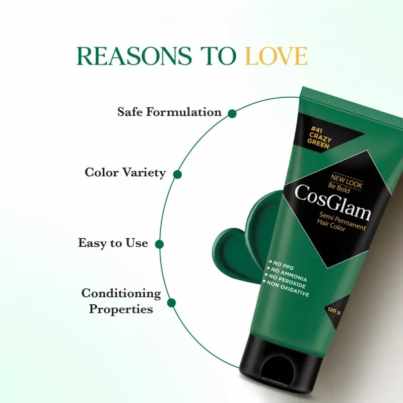 Cosglam Semi Permanent Hair Color (41 Crazy Green) (120g)