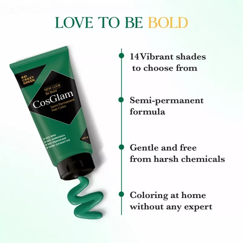 Cosglam Semi Permanent Hair Color (41 Crazy Green) (120g)