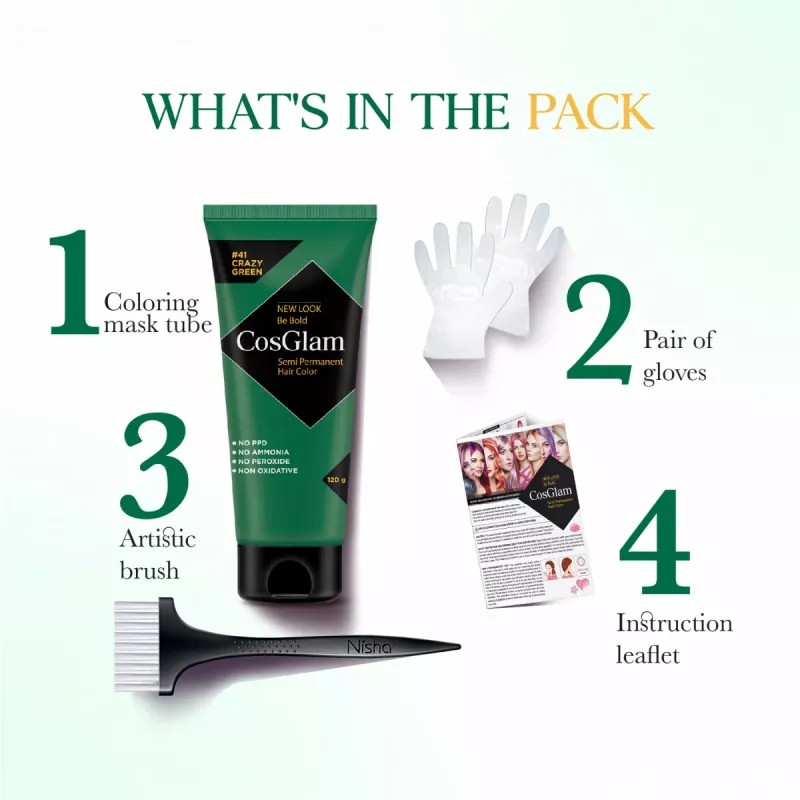 Cosglam Semi Permanent Hair Color (41 Crazy Green) (120g)