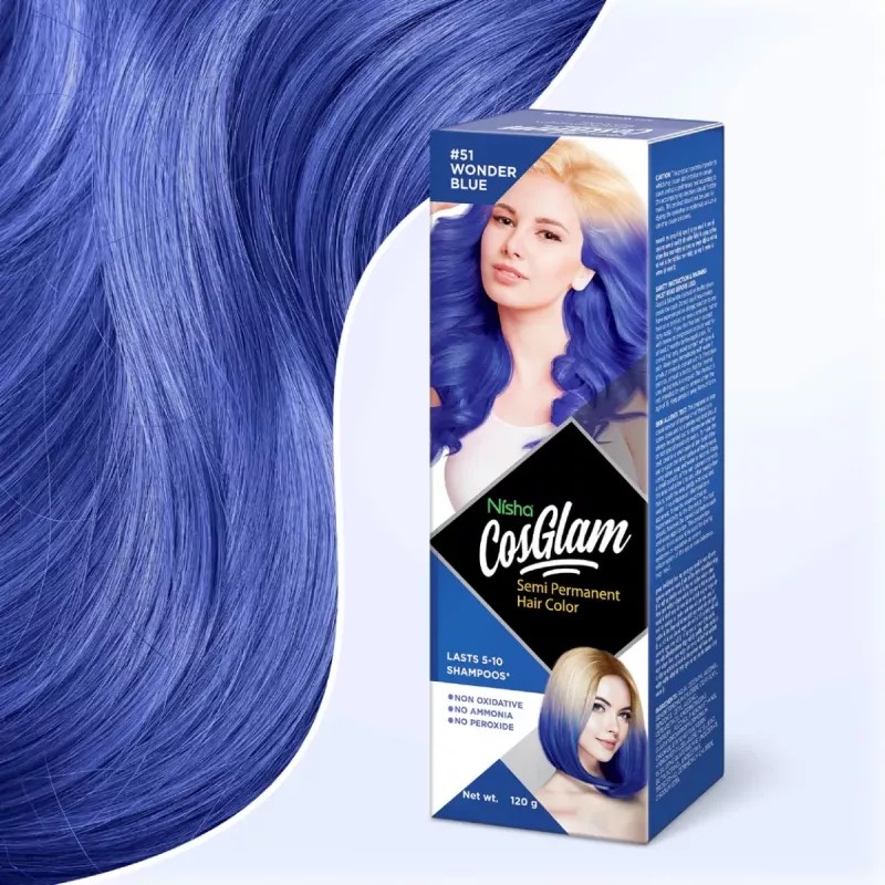Cosglam Semi Permanent Hair Color (51 Wonder Blue) (120g)