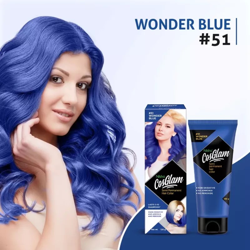 Cosglam Semi Permanent Hair Color (51 Wonder Blue) (120g)