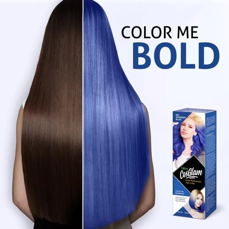 Cosglam Semi Permanent Hair Color (51 Wonder Blue) (120g)