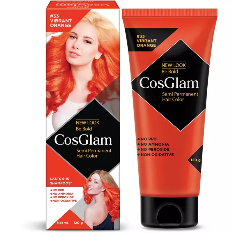 Cosglam Semi Permanent Hair Color (33 Vibrant Orange) (120g)
