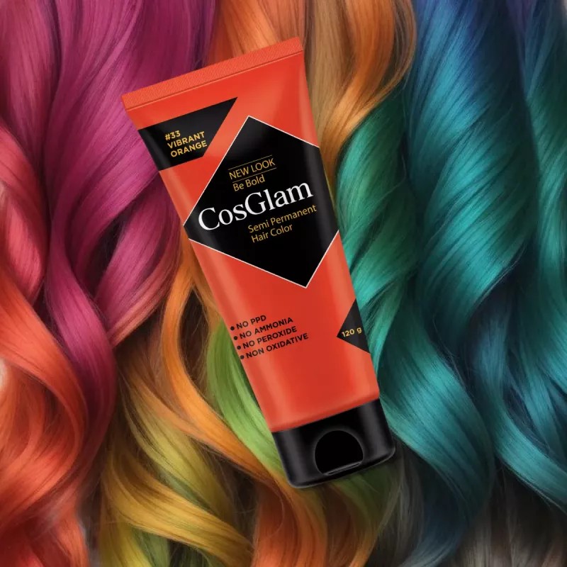 Cosglam Semi Permanent Hair Color (33 Vibrant Orange) (120g)