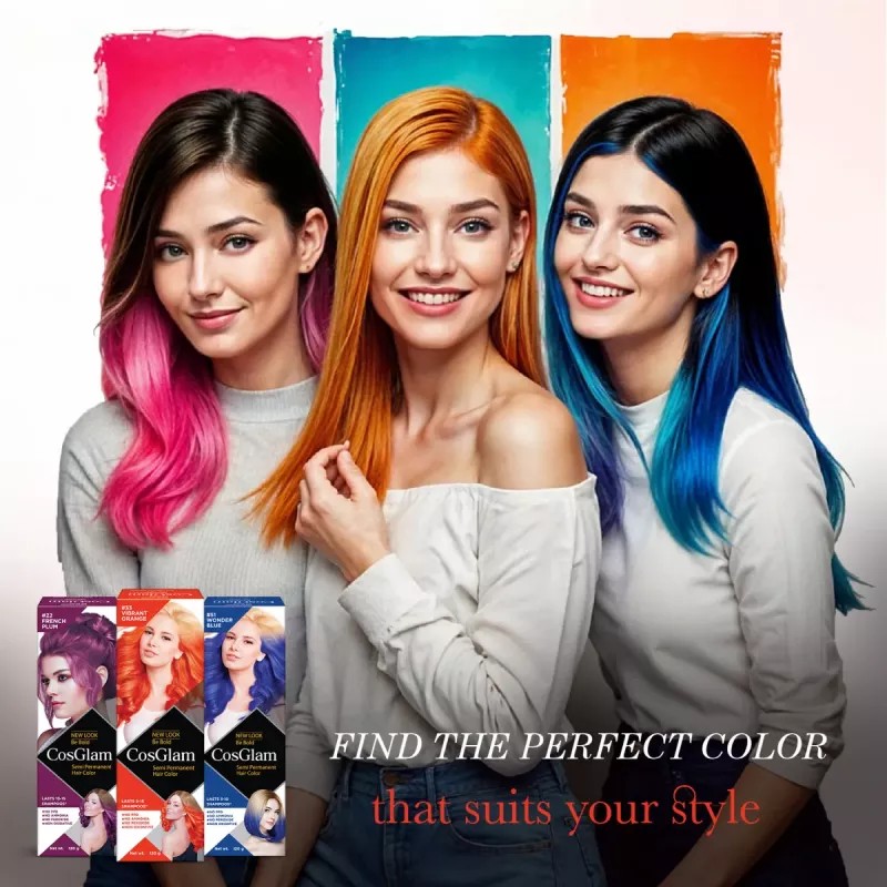 Cosglam Semi Permanent Hair Color (33 Vibrant Orange) (120g)