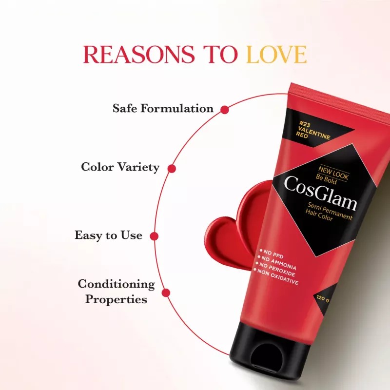 Cosglam Semi Permanent Hair Color (23 Valentine Red) (120g)