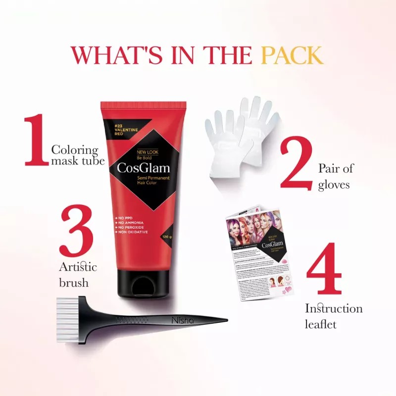 Cosglam Semi Permanent Hair Color (23 Valentine Red) (120g)