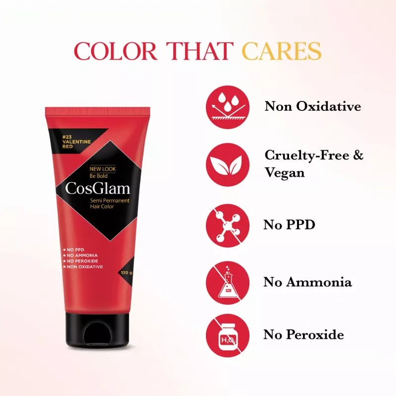 Cosglam Semi Permanent Hair Color (23 Valentine Red) (120g)