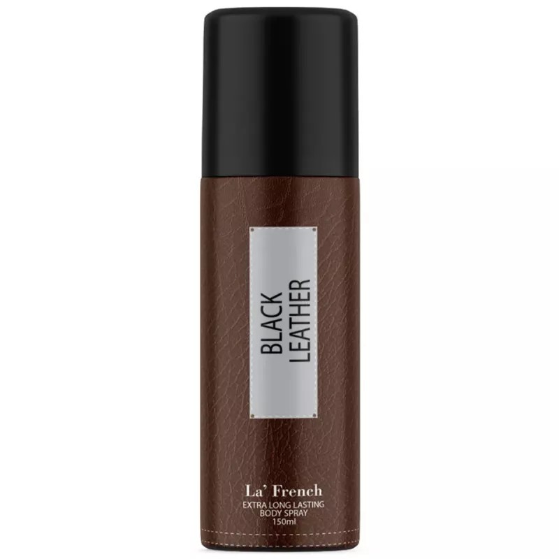 LA French Black Leather Extra Long Lasting Body Spray For Men (150ml)