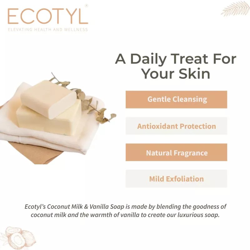 Ecotyl Coconut Milk Soap With Vanilla (100g, Pack of 2)