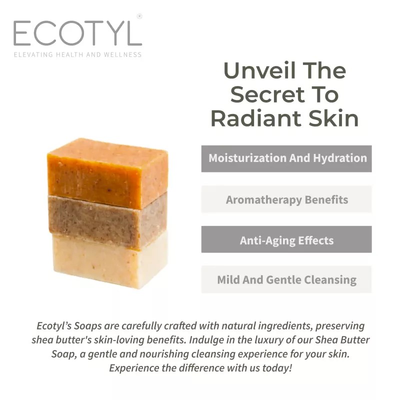 Ecotyl Shea Butter Soaps (Ubtan, Rose & Coffee) (100g, Pack of 3)