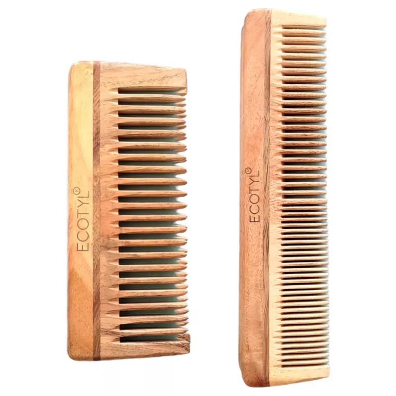 Ecotyl Neem Wood Comb Detangling Comb & Shampoo Comb (2pcs)