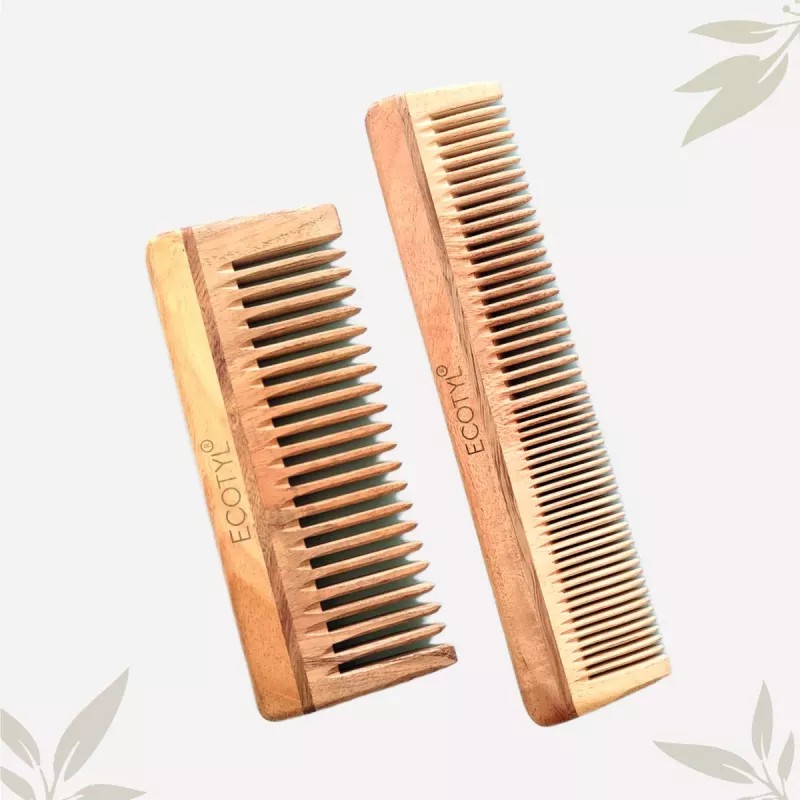 Ecotyl Neem Wood Comb Detangling Comb & Shampoo Comb (2pcs)
