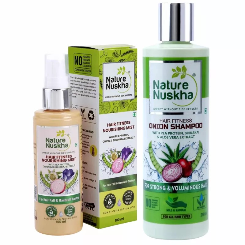 Nature Nuskha Hair Fitness Nourishing Mist Spray + Hair Fitness Onion Shampoo (100ml + 250ml) (1Pack)