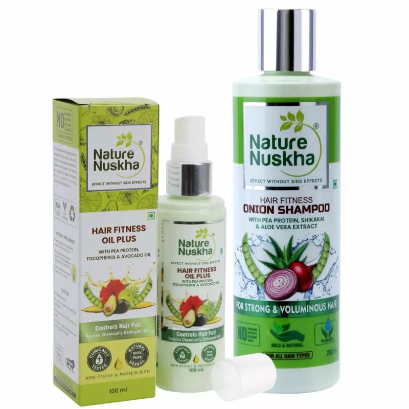 Nature Nuskha Hair Fitness Oil Plus + Hair Fitness Onion Shampoo (100ml + 250ml) (1Pack)
