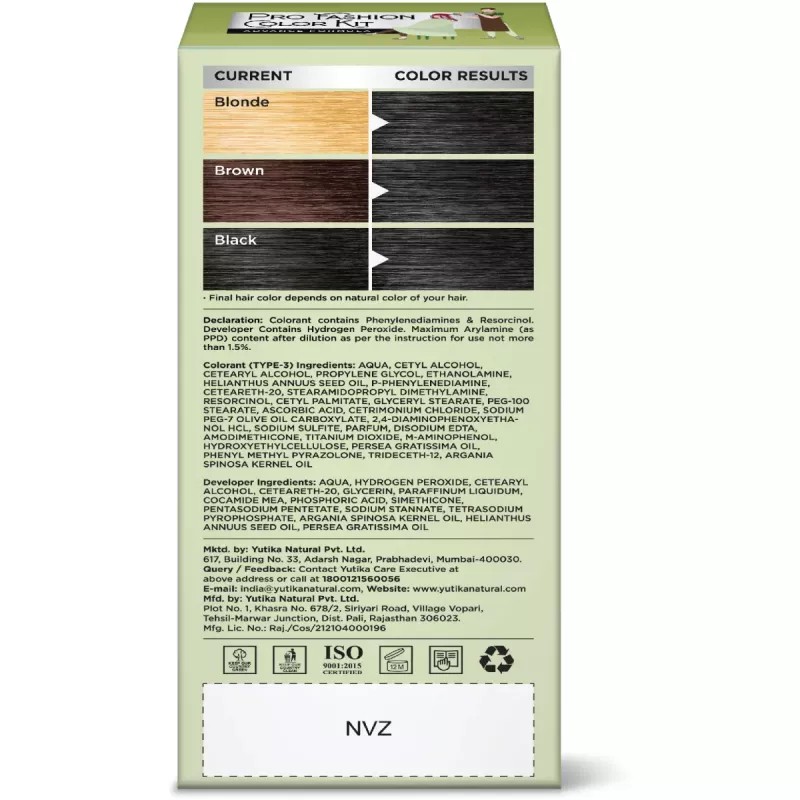 Neeta Pro Fashion Color Kit 1.0 Natural Black (Developer Bottle 50ml + Hair Colorant Tube 50g) (1Kit)