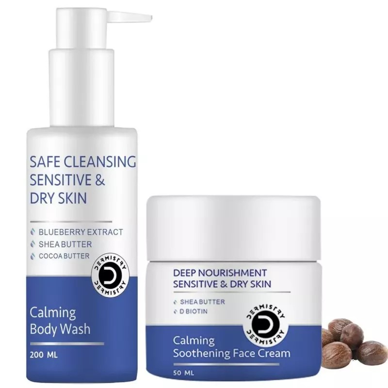 Dermistry Calming Body Wash + Calming Soothening Face Cream (200ml + 50ml) (1Pack)