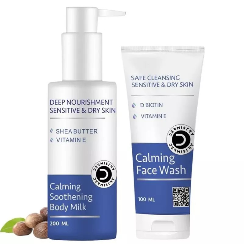 Dermistry Calming Soothening Body Milk + Calming Face Wash (200ml + 100ml) (1Pack)