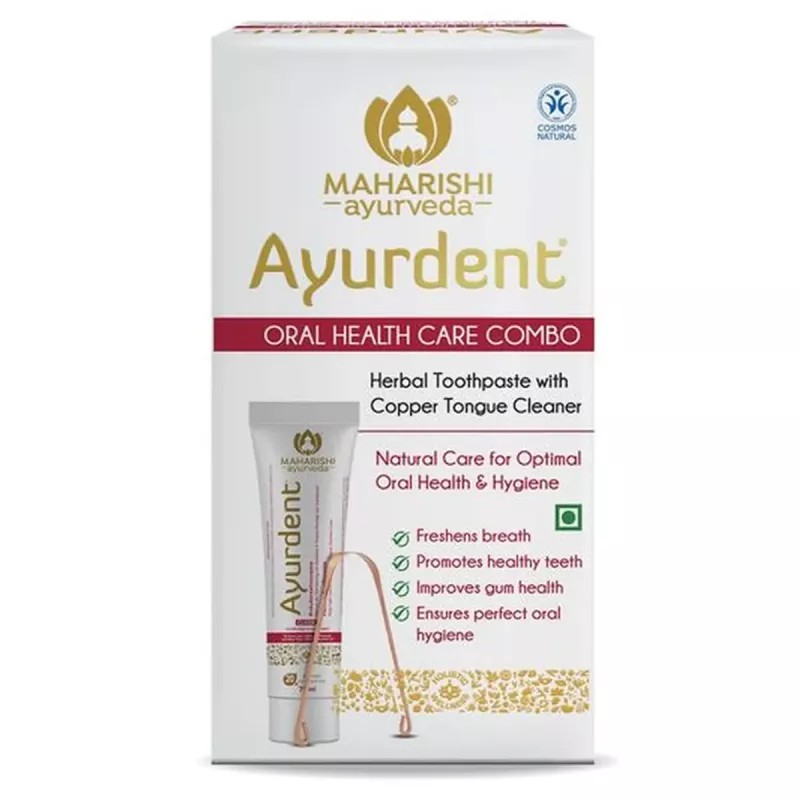 Maharishi Ayurveda Ayurdent Classic Herbal Toothpaste And Copper Tongue Cleaner (75 ml + 1pcs) (1Pack)