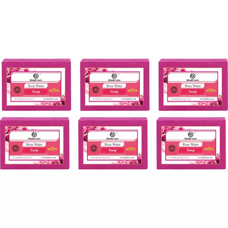 Khadi Care Herbal Rose Water Soap (125g, Pack of 6)