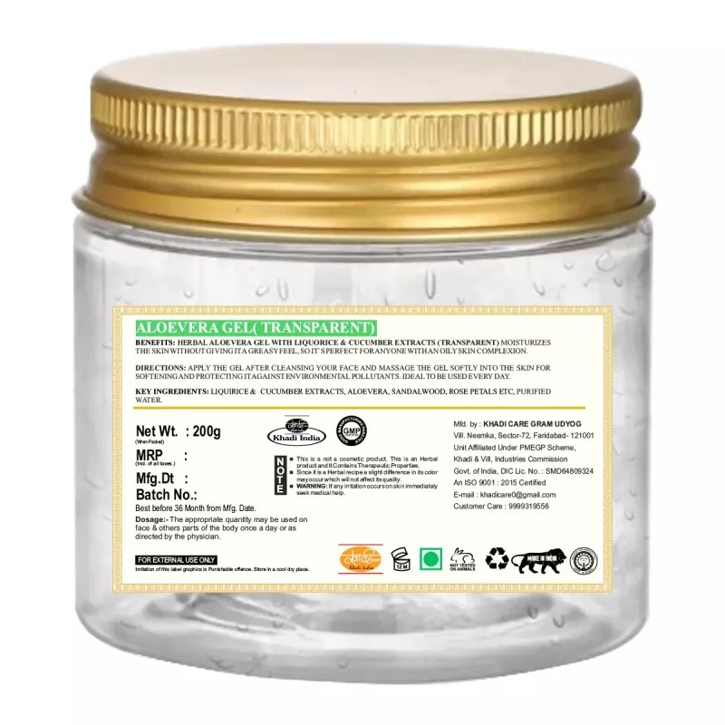 Khadi Care Aloevera Gel (Transparent) (200g, Pack of 2)