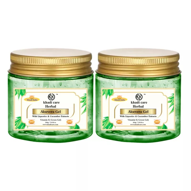 Khadi Care Aloevera Gel (Green) (200g, Pack of 2)