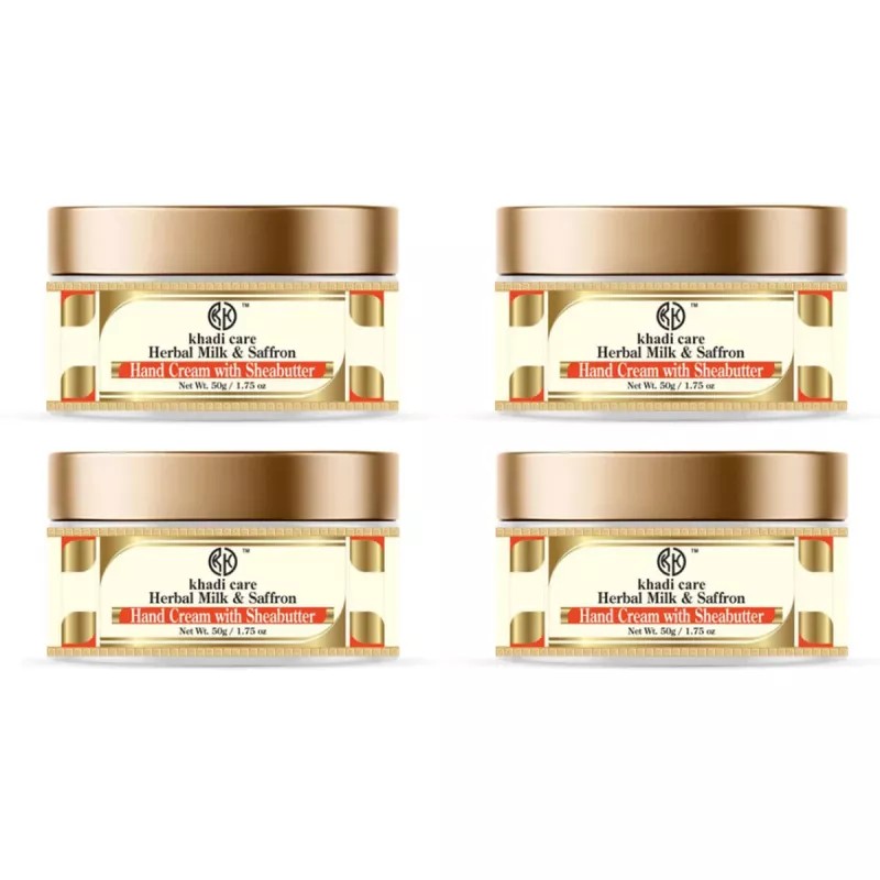Khadi Care Herbal Milk & Saffron Hand Cream With Sheabutter (50g, Pack of 4)