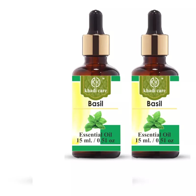 Khadi Care Basil Essential Oil (15ml, Pack of 2)